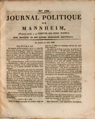 Journal politique de Mannheim (Gazette des Deux-Ponts) Samstag 21. Juni 1806