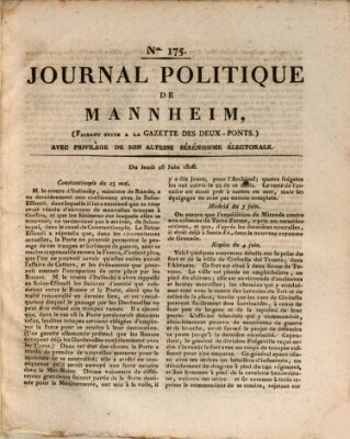 Journal politique de Mannheim (Gazette des Deux-Ponts) Donnerstag 26. Juni 1806