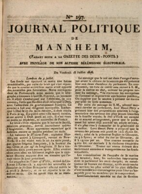 Journal politique de Mannheim (Gazette des Deux-Ponts) Freitag 18. Juli 1806