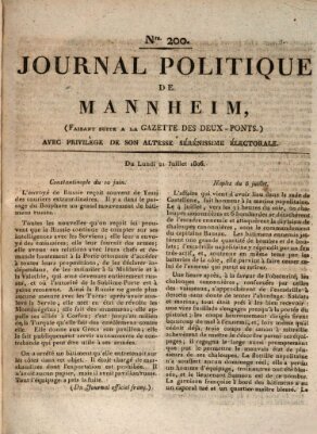 Journal politique de Mannheim (Gazette des Deux-Ponts) Montag 21. Juli 1806