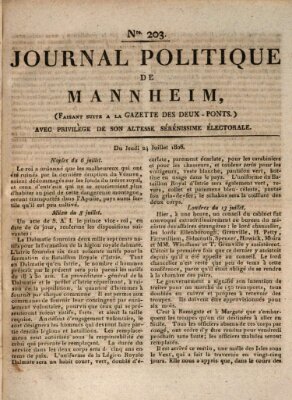 Journal politique de Mannheim (Gazette des Deux-Ponts) Donnerstag 24. Juli 1806