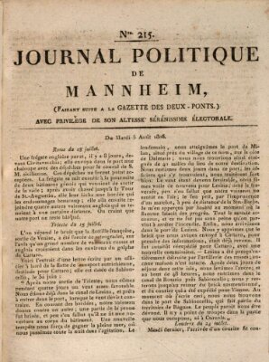 Journal politique de Mannheim (Gazette des Deux-Ponts) Dienstag 5. August 1806