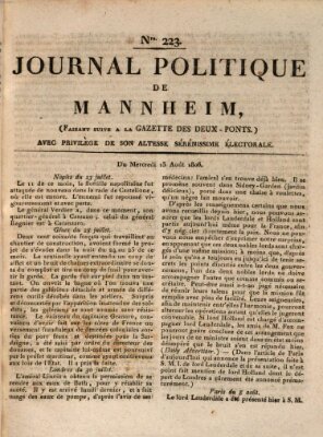 Journal politique de Mannheim (Gazette des Deux-Ponts) Mittwoch 13. August 1806