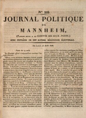 Journal politique de Mannheim (Gazette des Deux-Ponts) Montag 18. August 1806