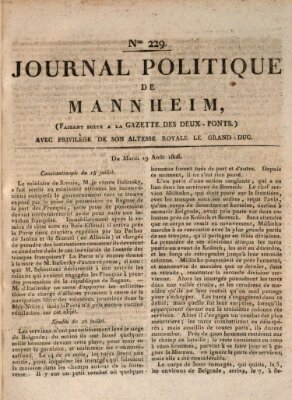 Journal politique de Mannheim (Gazette des Deux-Ponts) Dienstag 19. August 1806