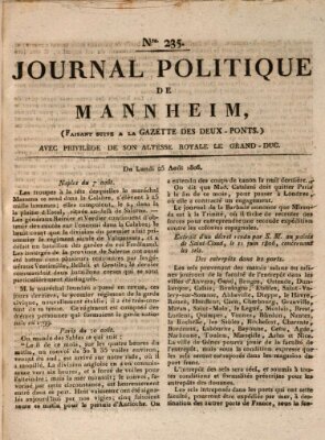 Journal politique de Mannheim (Gazette des Deux-Ponts) Montag 25. August 1806