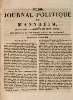 Journal politique de Mannheim (Gazette des Deux-Ponts) Sonntag 31. August 1806