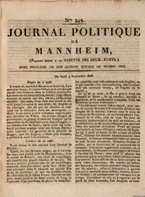 Journal politique de Mannheim (Gazette des Deux-Ponts) Donnerstag 4. September 1806