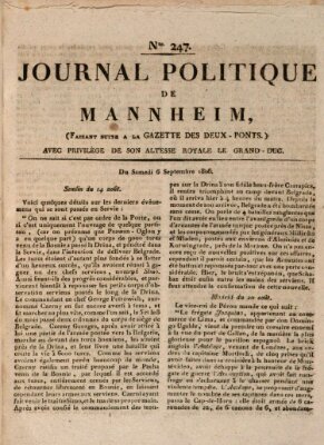 Journal politique de Mannheim (Gazette des Deux-Ponts) Samstag 6. September 1806