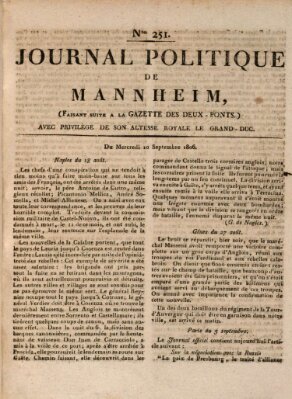 Journal politique de Mannheim (Gazette des Deux-Ponts) Mittwoch 10. September 1806