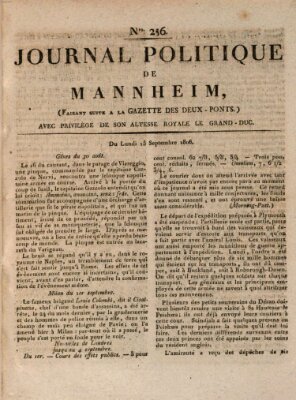 Journal politique de Mannheim (Gazette des Deux-Ponts) Montag 15. September 1806