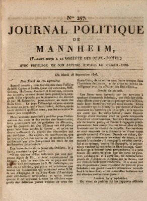 Journal politique de Mannheim (Gazette des Deux-Ponts) Dienstag 16. September 1806