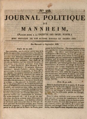 Journal politique de Mannheim (Gazette des Deux-Ponts) Mittwoch 17. September 1806