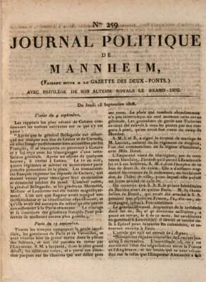 Journal politique de Mannheim (Gazette des Deux-Ponts) Donnerstag 18. September 1806