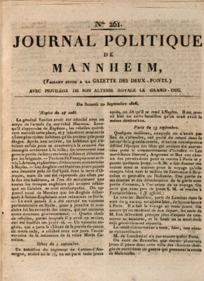 Journal politique de Mannheim (Gazette des Deux-Ponts) Samstag 20. September 1806