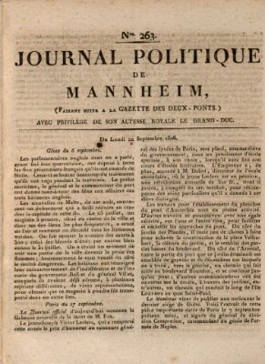 Journal politique de Mannheim (Gazette des Deux-Ponts) Montag 22. September 1806