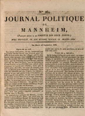 Journal politique de Mannheim (Gazette des Deux-Ponts) Dienstag 23. September 1806