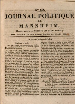 Journal politique de Mannheim (Gazette des Deux-Ponts) Freitag 26. September 1806