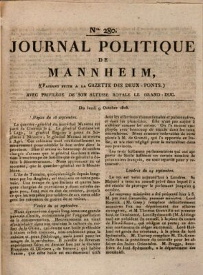 Journal politique de Mannheim (Gazette des Deux-Ponts) Donnerstag 9. Oktober 1806