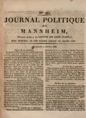 Journal politique de Mannheim (Gazette des Deux-Ponts) Samstag 11. Oktober 1806