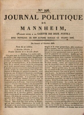 Journal politique de Mannheim (Gazette des Deux-Ponts) Samstag 25. Oktober 1806