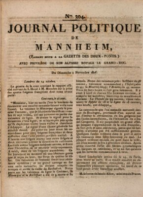 Journal politique de Mannheim (Gazette des Deux-Ponts) Sonntag 2. November 1806