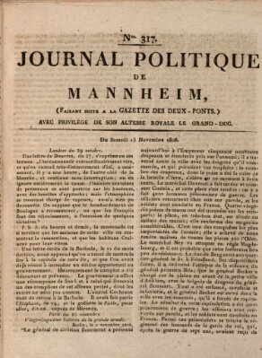 Journal politique de Mannheim (Gazette des Deux-Ponts) Samstag 15. November 1806