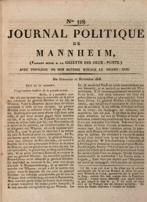 Journal politique de Mannheim (Gazette des Deux-Ponts) Sonntag 16. November 1806