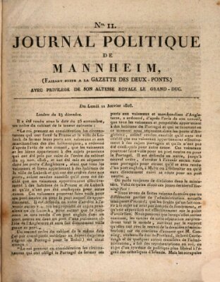 Journal politique de Mannheim (Gazette des Deux-Ponts) Montag 11. Januar 1808