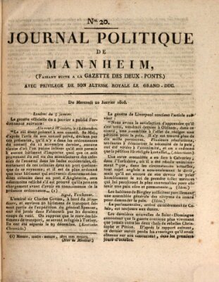 Journal politique de Mannheim (Gazette des Deux-Ponts) Mittwoch 20. Januar 1808