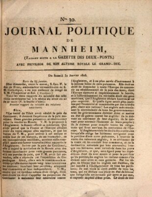 Journal politique de Mannheim (Gazette des Deux-Ponts) Samstag 30. Januar 1808