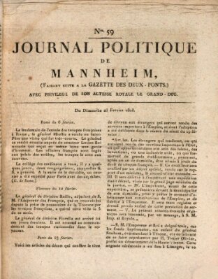 Journal politique de Mannheim (Gazette des Deux-Ponts) Sonntag 28. Februar 1808