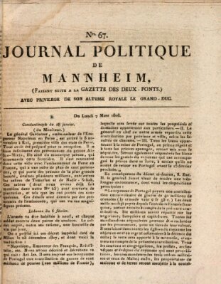 Journal politique de Mannheim (Gazette des Deux-Ponts) Montag 7. März 1808