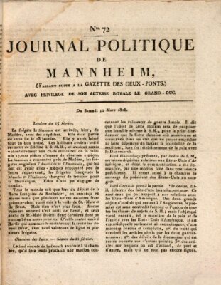 Journal politique de Mannheim (Gazette des Deux-Ponts) Samstag 12. März 1808