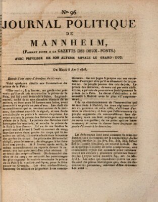 Journal politique de Mannheim (Gazette des Deux-Ponts) Dienstag 5. April 1808