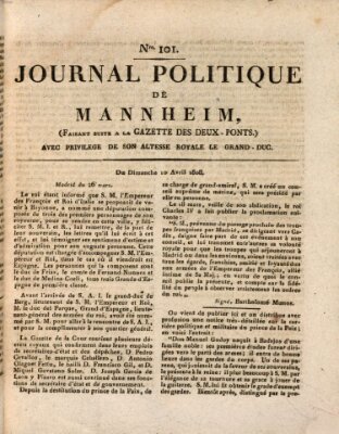 Journal politique de Mannheim (Gazette des Deux-Ponts) Sonntag 10. April 1808