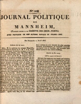 Journal politique de Mannheim (Gazette des Deux-Ponts) Sonntag 17. April 1808