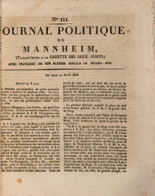 Journal politique de Mannheim (Gazette des Deux-Ponts) Donnerstag 21. April 1808