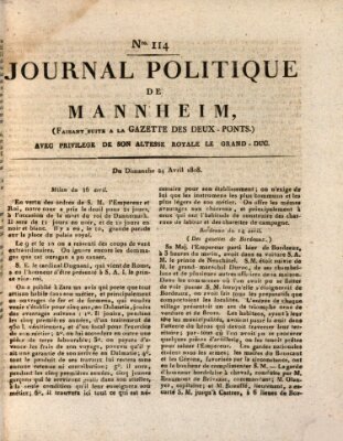 Journal politique de Mannheim (Gazette des Deux-Ponts) Sonntag 24. April 1808