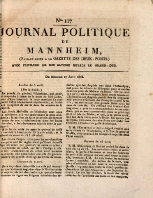 Journal politique de Mannheim (Gazette des Deux-Ponts) Mittwoch 27. April 1808