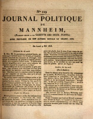 Journal politique de Mannheim (Gazette des Deux-Ponts) Montag 9. Mai 1808