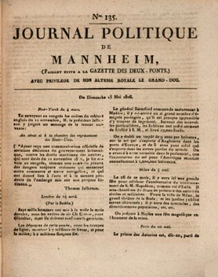 Journal politique de Mannheim (Gazette des Deux-Ponts) Sonntag 15. Mai 1808