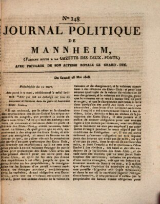 Journal politique de Mannheim (Gazette des Deux-Ponts) Samstag 28. Mai 1808