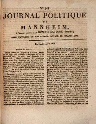 Journal politique de Mannheim (Gazette des Deux-Ponts) Samstag 4. Juni 1808