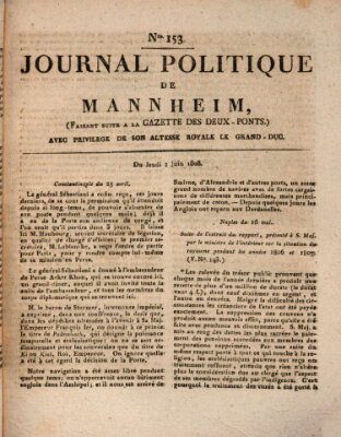 Journal politique de Mannheim (Gazette des Deux-Ponts) Donnerstag 2. Juni 1808