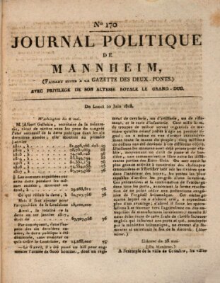 Journal politique de Mannheim (Gazette des Deux-Ponts) Montag 20. Juni 1808