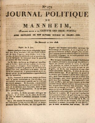 Journal politique de Mannheim (Gazette des Deux-Ponts) Mittwoch 22. Juni 1808