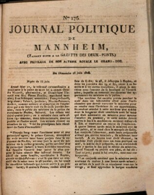 Journal politique de Mannheim (Gazette des Deux-Ponts) Sonntag 26. Juni 1808