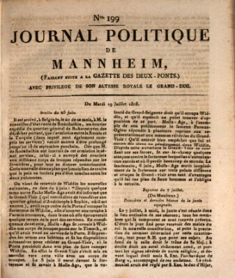 Journal politique de Mannheim (Gazette des Deux-Ponts) Dienstag 19. Juli 1808