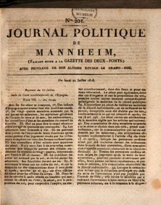 Journal politique de Mannheim (Gazette des Deux-Ponts) Donnerstag 21. Juli 1808